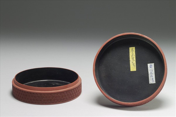 剔紅山水人物圓盒