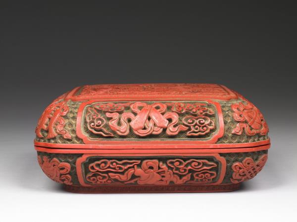 剔彩雙龍捧壽寶盒