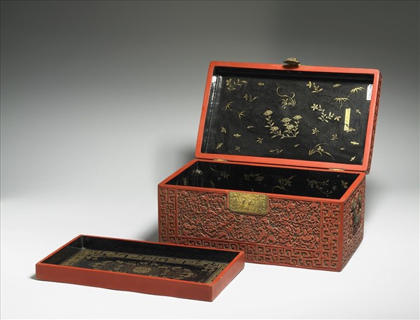 剔紅富貴圖長方匣