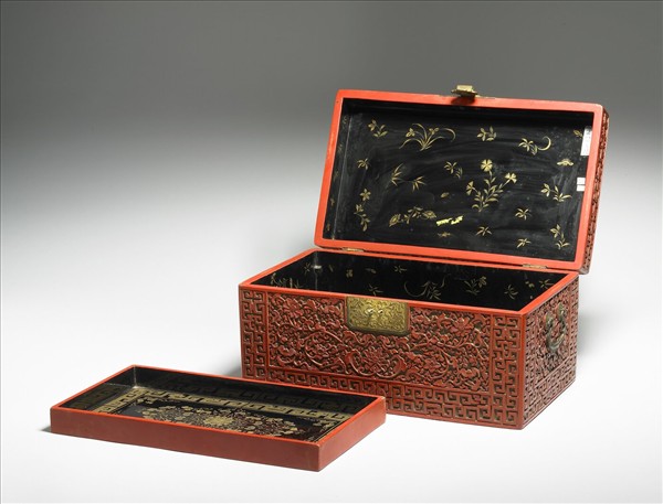 剔紅富貴圖長方匣