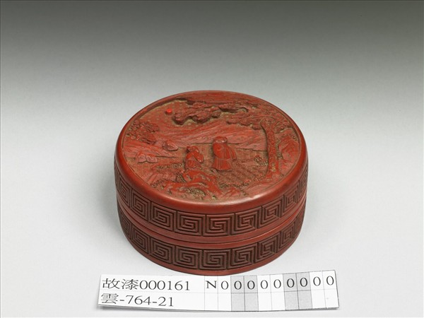 剔紅賞月圖圓盒