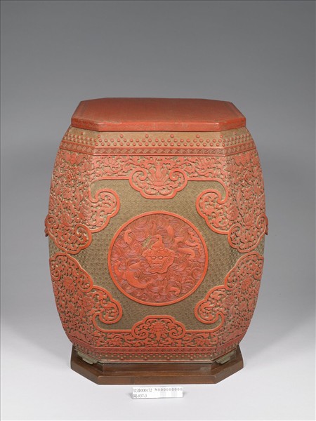 剔紅雲龍紋八角坐墩