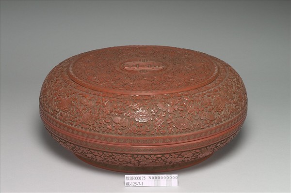 剔紅月季花卉圓盒