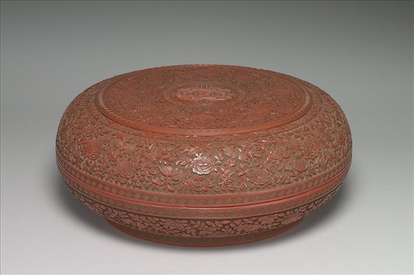 剔紅月季花卉圓盒