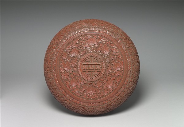 剔紅月季花卉圓盒