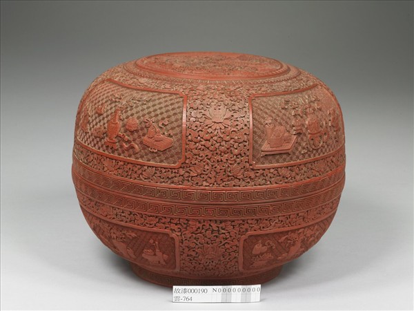 剔紅種菊圖捧盒