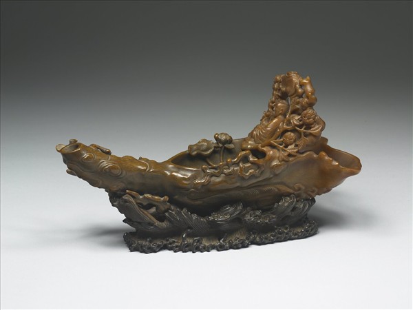 雕犀角人物乘槎