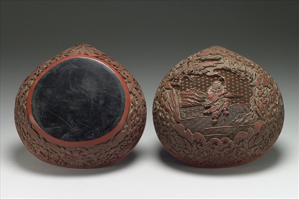 剔紅八仙人物桃式盒（李鐵拐）