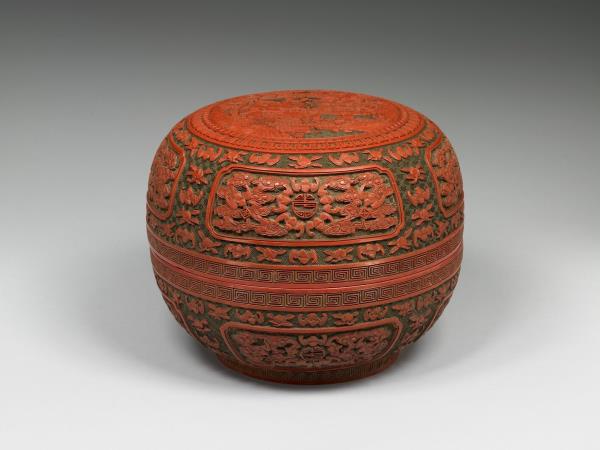 剔彩八仙慶壽捧盒