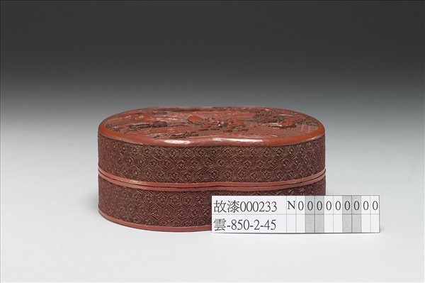 剔紅山水人物雙圓盒