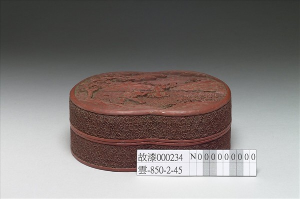 剔紅山水人物雙圓盒