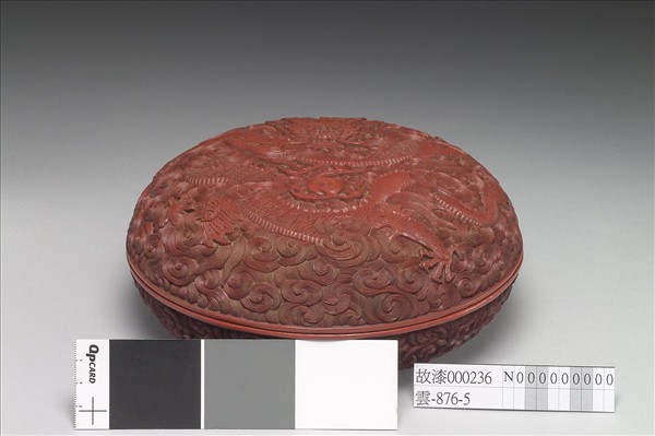 剔紅雲龍紋圓盒
