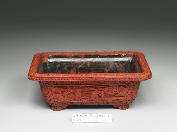 剔紅山水人物玉石盆景