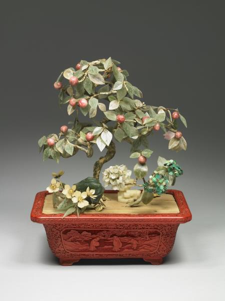 剔紅山水人物玉石盆景- 故宮