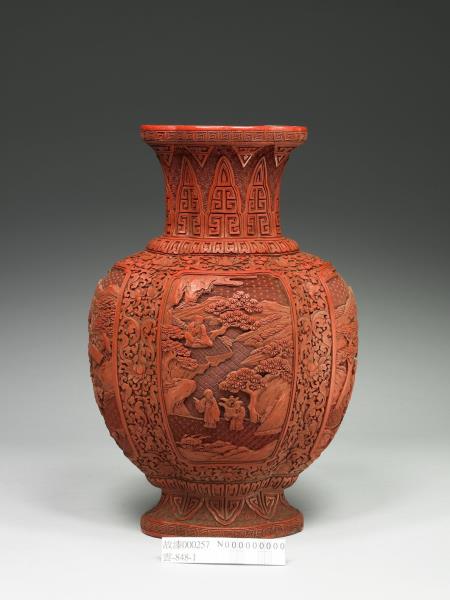 山水人物圖海棠式瓶