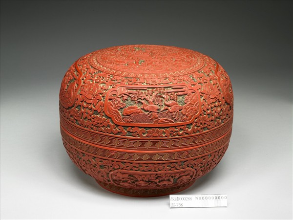 剔彩群仙獻壽圖捧盒