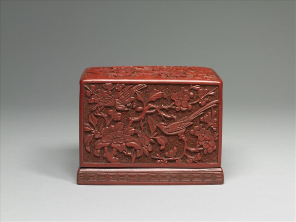 剔紅山水人物方盒