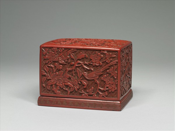 剔紅山水人物方盒