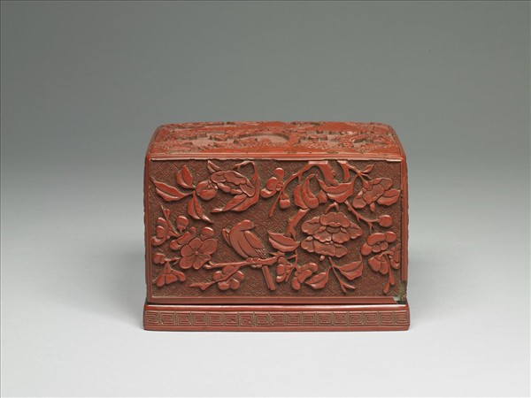 剔紅山水人物方盒