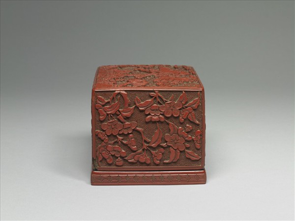 剔紅山水人物方盒