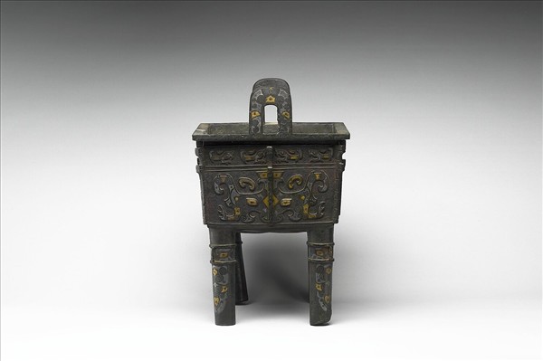 嵌金銀獸面夔紋方鼎