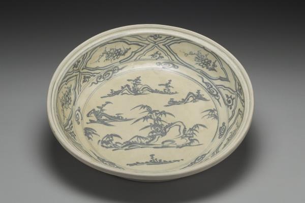 越南青花山水盤