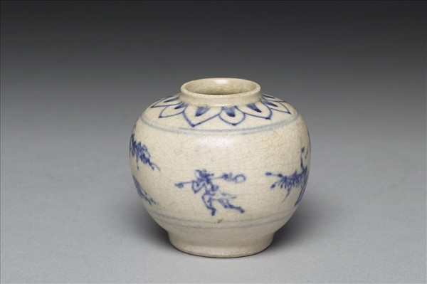 越南 十五世紀末至十六世紀初 青花人物山水小罐