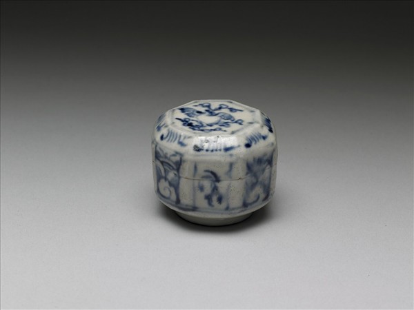 越南青花花鳥紋八方小盒