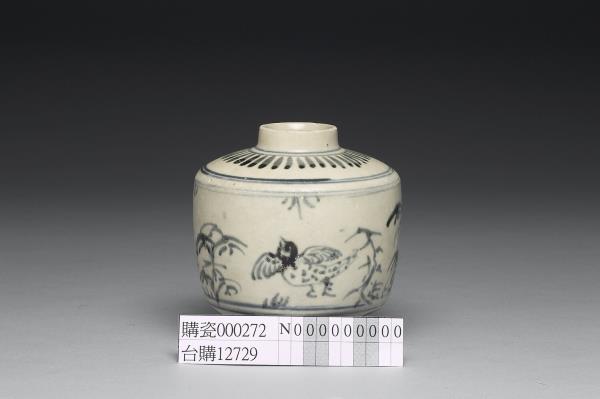 中国　安南染付　青花花卉文罐　小壷　V　4074 中国古美術 中国古陶磁器 古玩 16c.頃 南方系 青華 染付 安南染