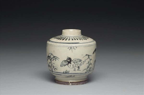 越南青花花鳥小罐