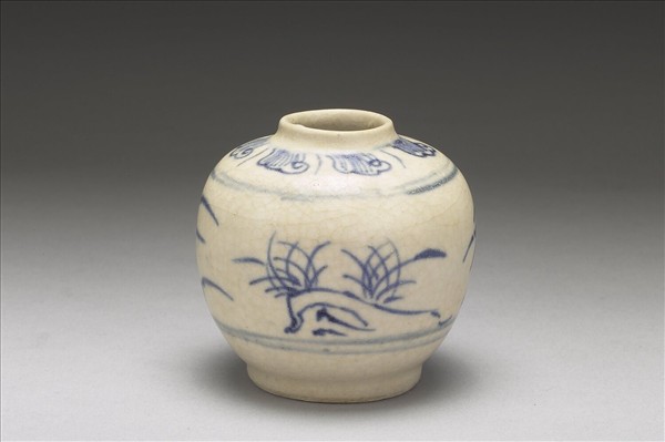 越南青花人面鳥身紋小罐