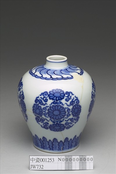 青花菊花紋罐
