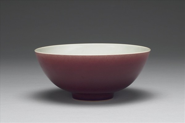 霽紅釉白裡碗