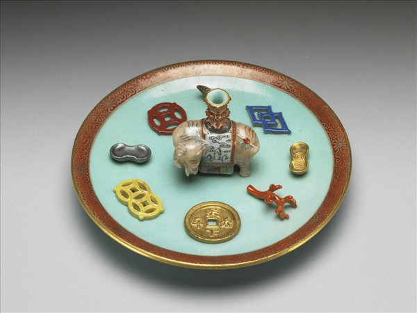 粉彩綠地太平有象香插