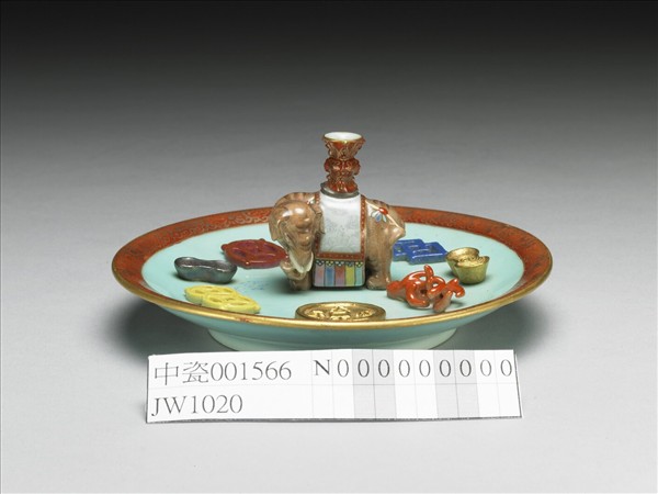 粉彩綠地太平有象香插