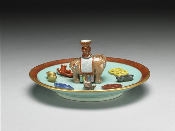 粉彩綠地太平有象香插