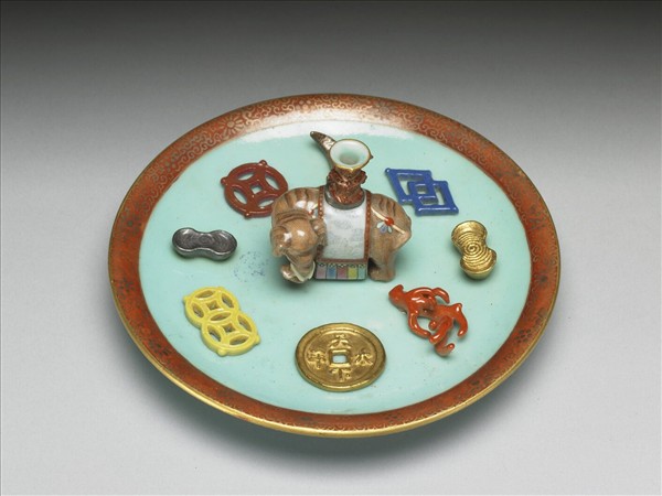 粉彩綠地太平有象香插