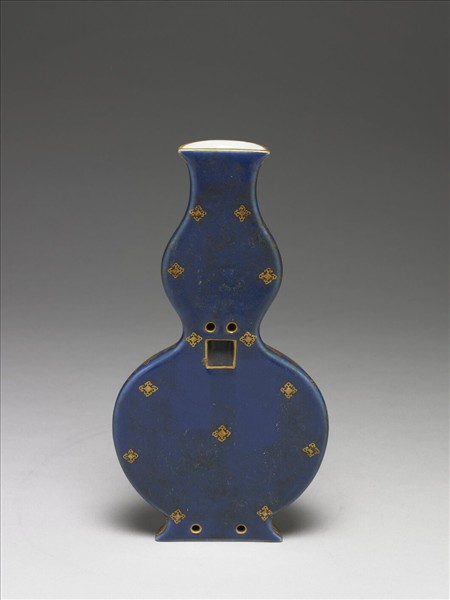 霽青釉描金轎瓶