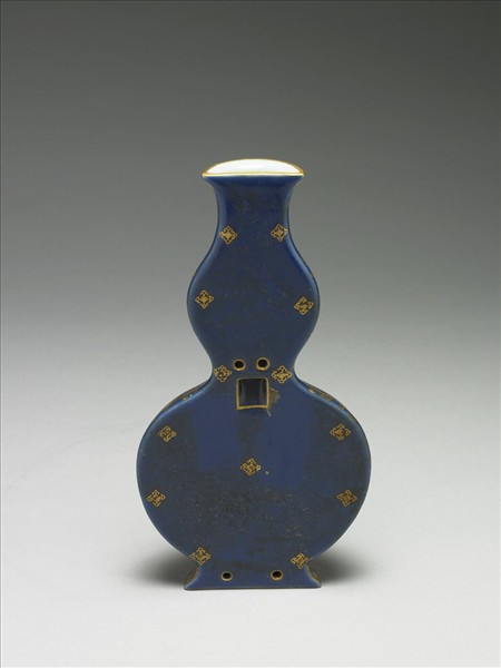 霽青釉描金轎瓶