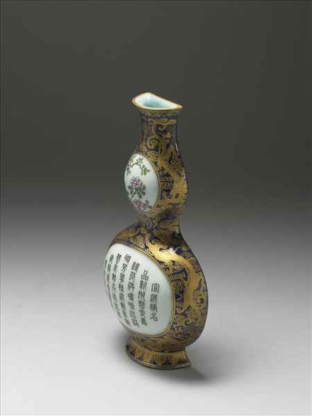 霽青釉描金轎瓶