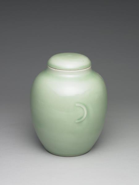 冬青釉暗耳茶葉蓋罐