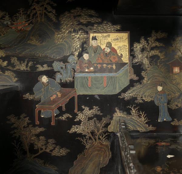 紫檀山水人物紋亮格櫃 （一對）