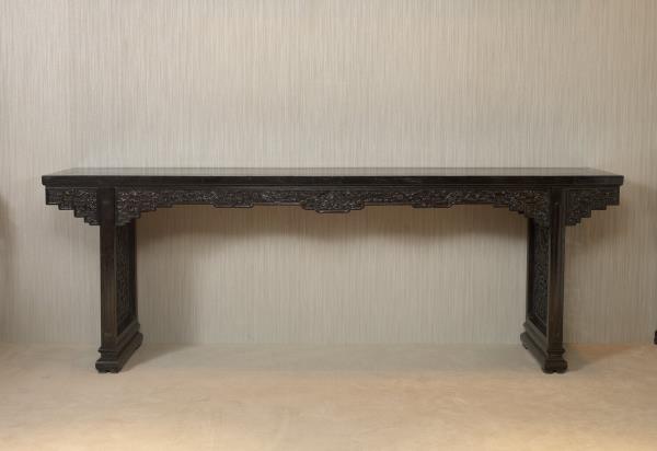 夾頭榫雲蝠花卉紋平頭案