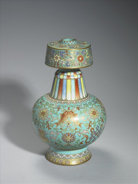 洋彩湖綠地番蓮紋瓶