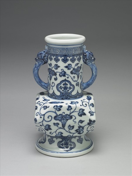 青花折方瓶- 故宮