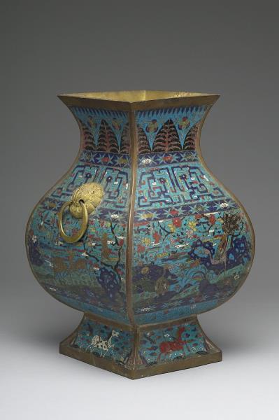 掐絲琺瑯福祿封侯紋方爐