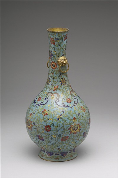 掐絲琺瑯雙環長頸瓶