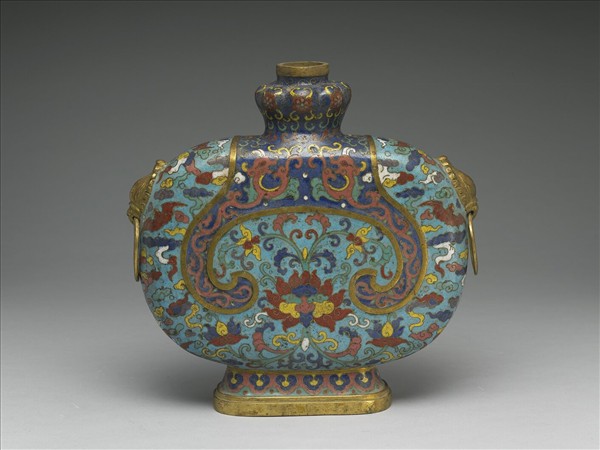 掐絲琺瑯夔龍紋扁壺