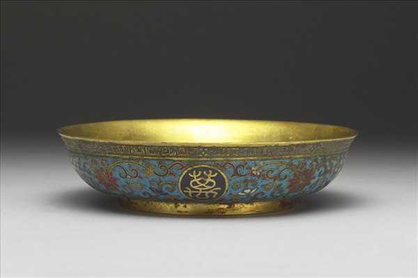 掐絲琺瑯萬壽無疆盤