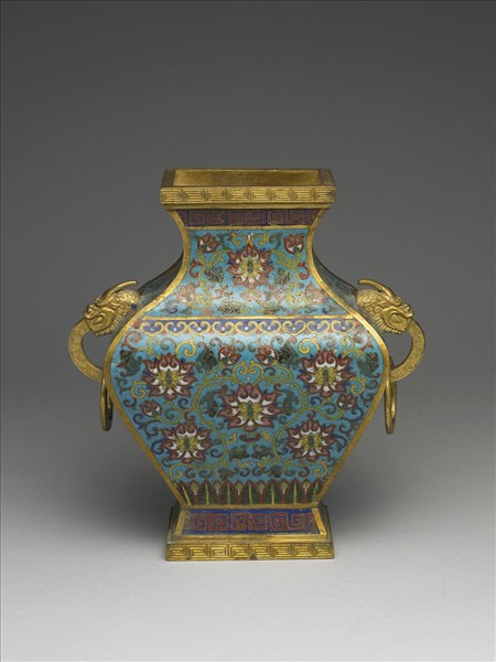 掐絲琺瑯雙環扁瓶